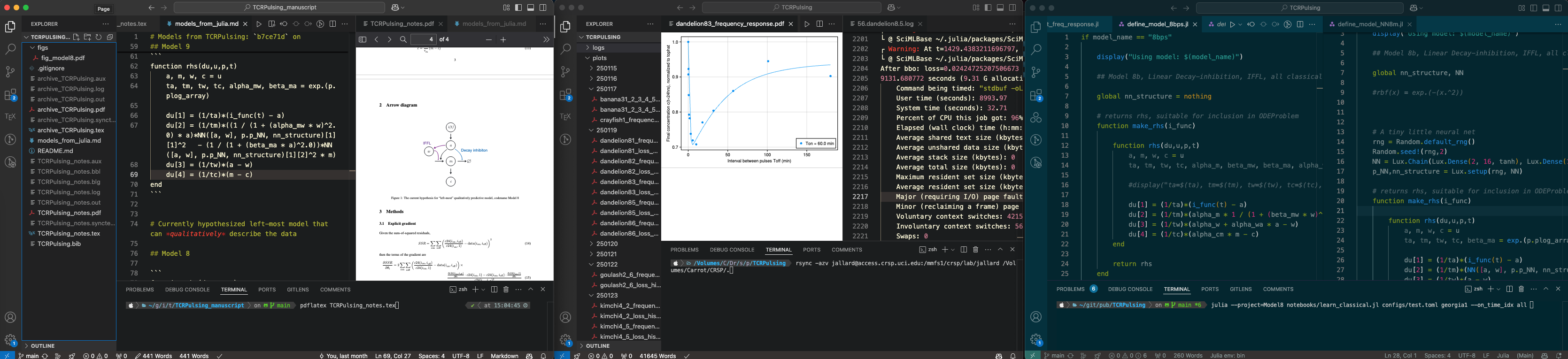 Three VSCode windows